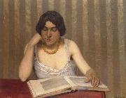 Felix  Vallotton, Woman wiht Yellow Necklace Reading